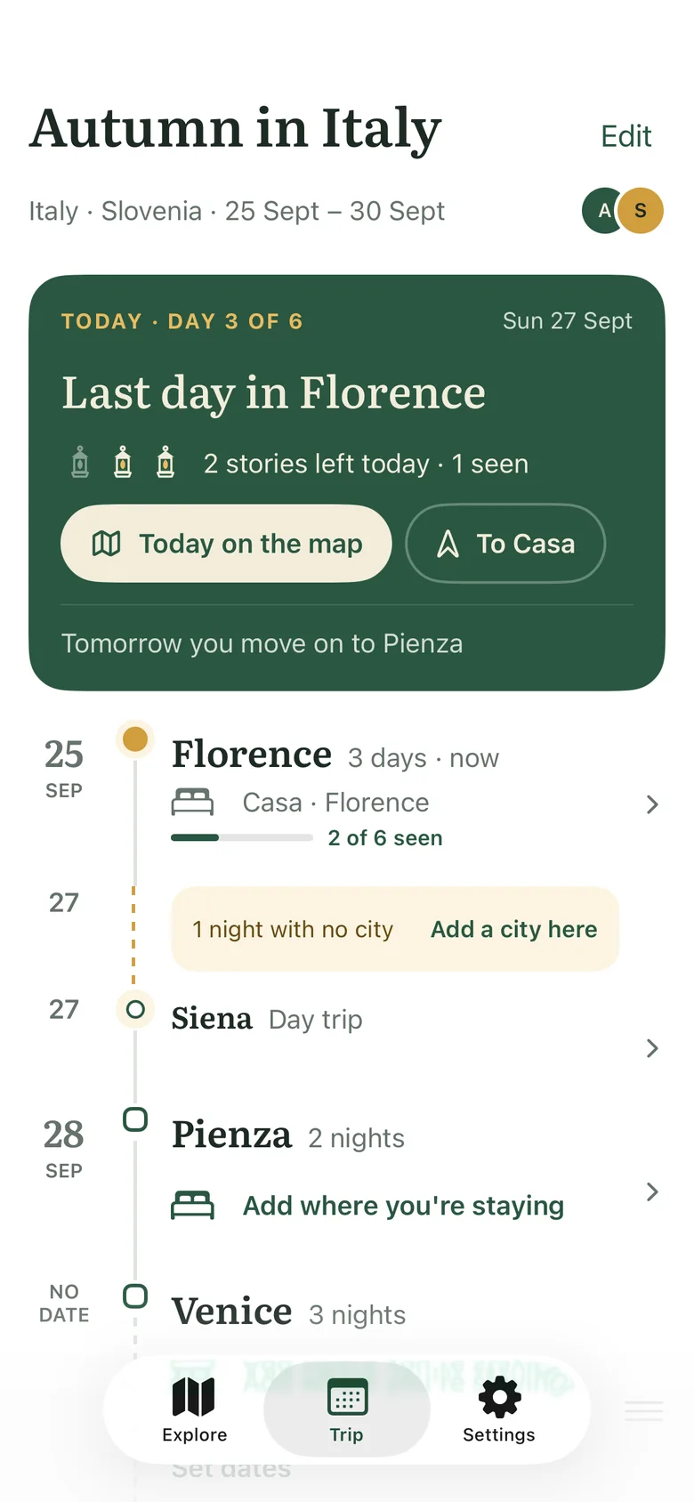 A trip called Autumn in Italy: the last day in Florence with two stories left, then Siena, Pienza and Venice.
